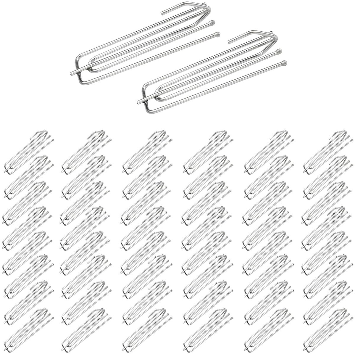 Roestvrijstalen gordijnhaken - 60 stuks - zilver - 7 x 2,1 cm