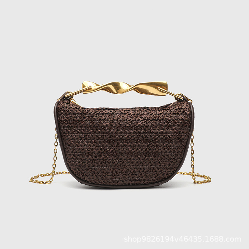 Bolso cruzado de paja tejida para mujer, bolso de paja de verano para playa, vacaciones, viajes y centro turístico