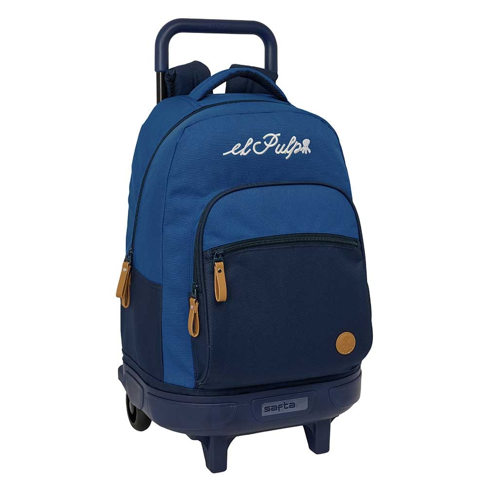 SAFTA | Mochilas Escolares Doble El Pulpo para Portátil y Tablet Compartimento Antirrobo Trasero Acolchado, Doble Tirador en Cremallera Principal, Bolsillo Frontal con Cremallera, Asa Superior, Marino