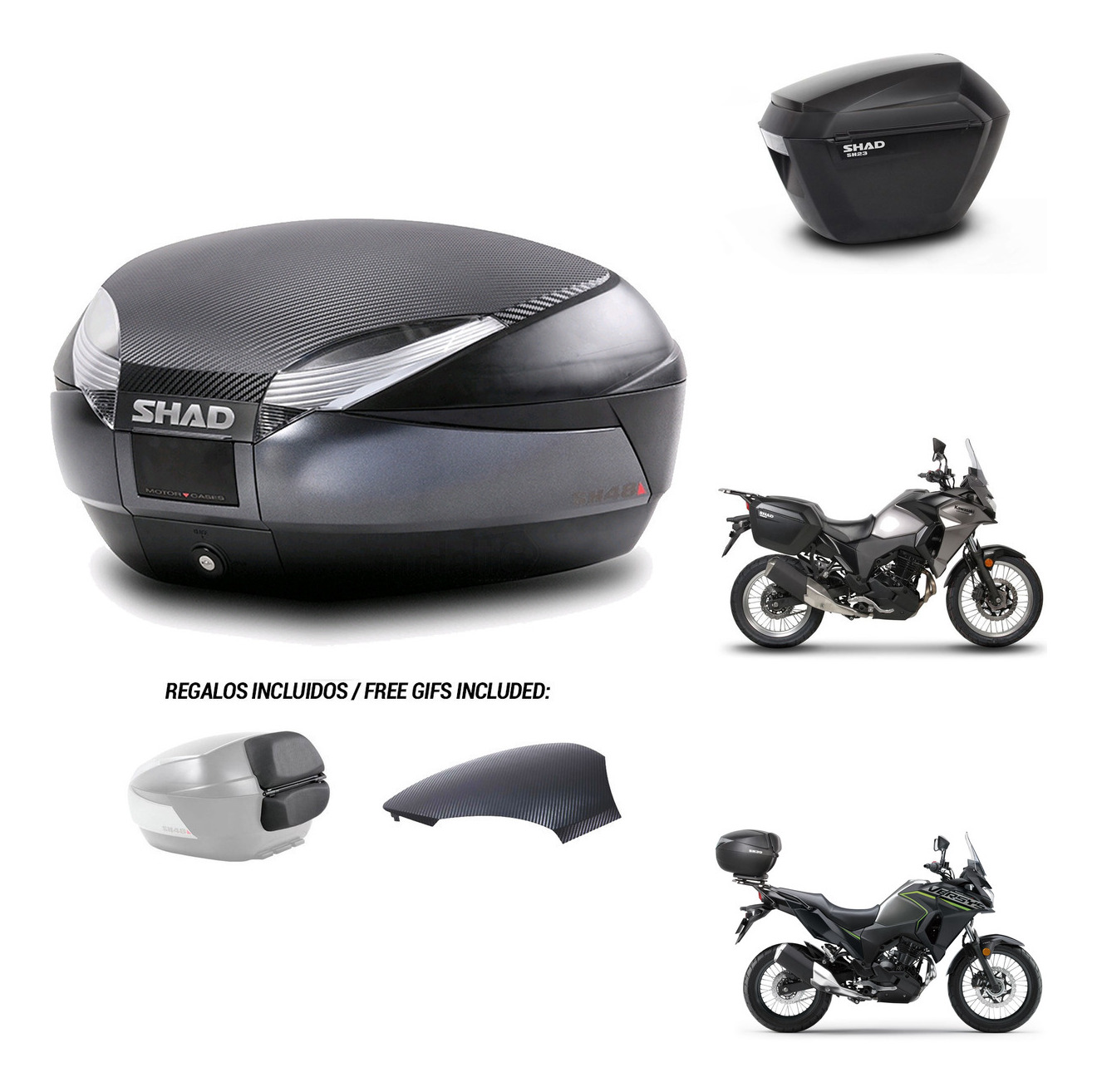 Maletas Laterales + Baul Trasero + Herraje 3P + Herraje Montaje Sh48 Sh23 KIT-258743
