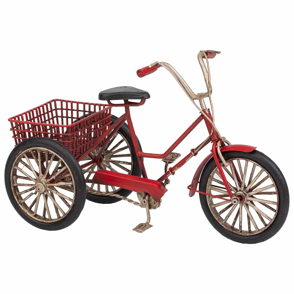 Wonderlust Deco - Triciclo de metal rojo 22x11x14 Rojo 22x11x14h cm