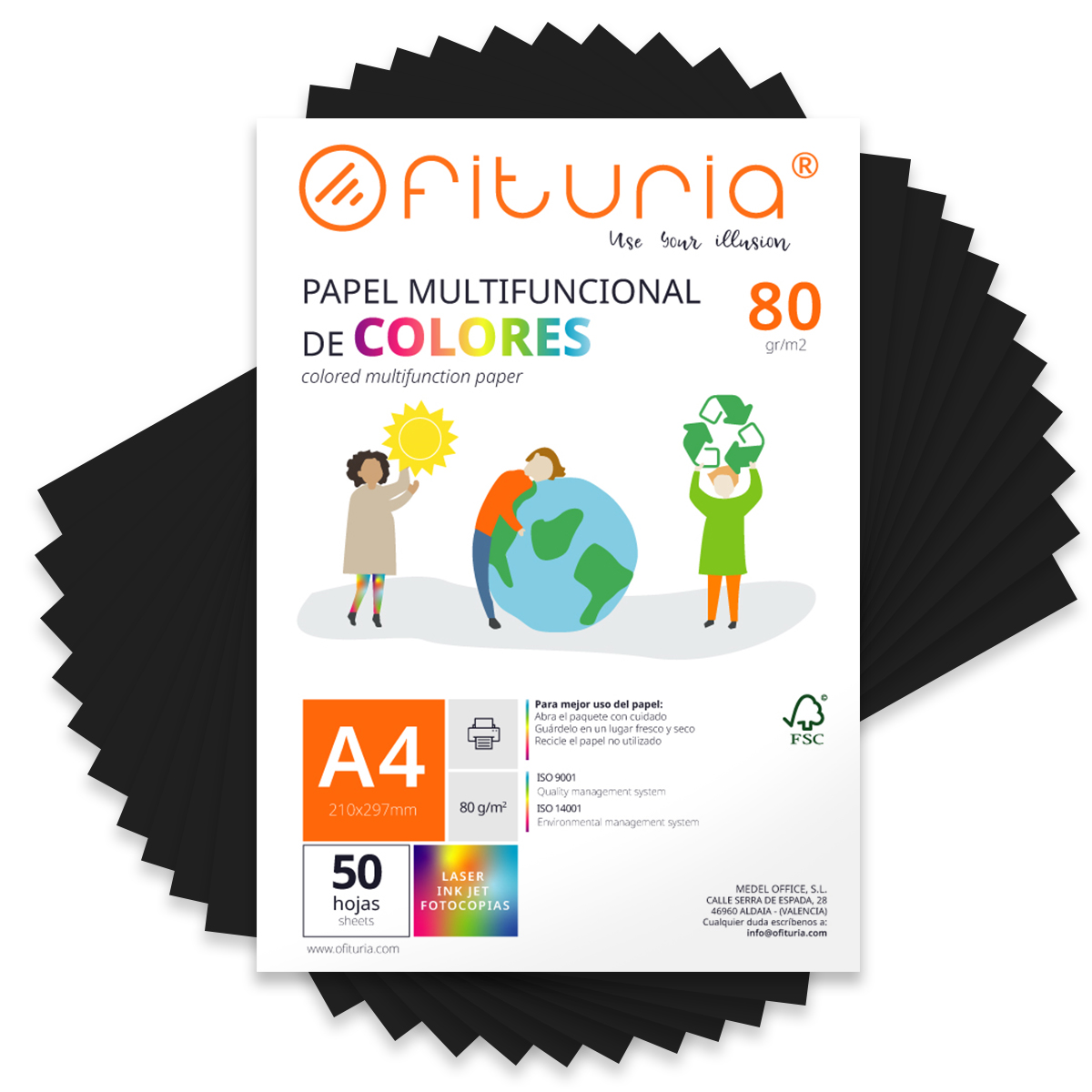 Folios de Colores, Packs de Hojas A4 80gr – Papel de Colores para Manualidades, Impresora, Scrapbooking – Folios Colores – Ideal Origami, Papiroflexia, Oficina y Escuela
