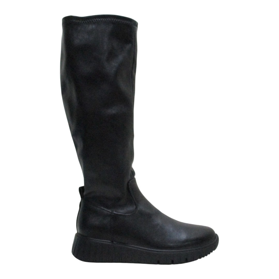 Mustang 55986 Negro. Bota para mujer con cuña y caña en licra elástica ajustable