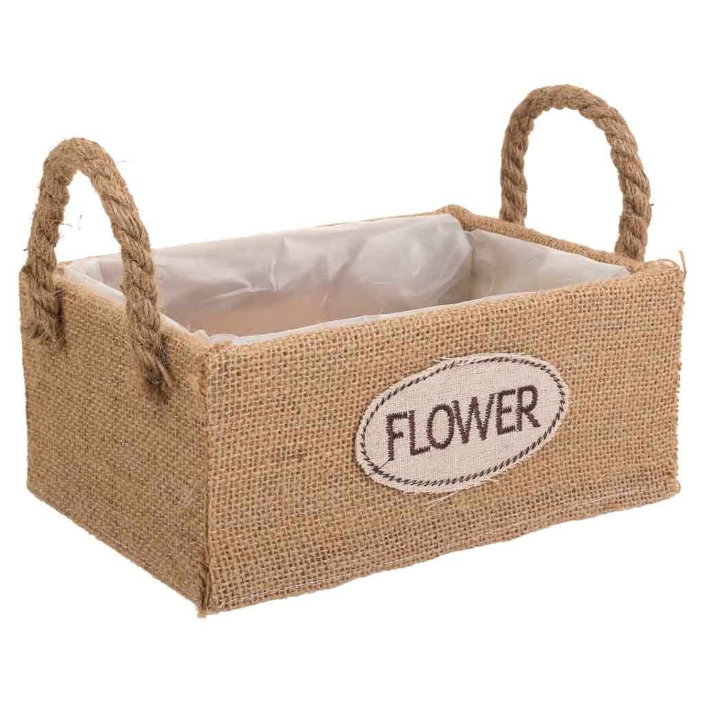 Wonderlust Deco - Cesto de hilo de tela marrón 21x15x9,5 Marrón 21x15x9,5h cm