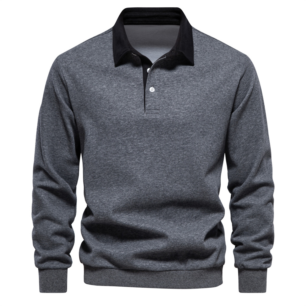 TK Sudadera de manga larga tipo polo para hombre, ideal para otoño - Prenda casual de alta calidad