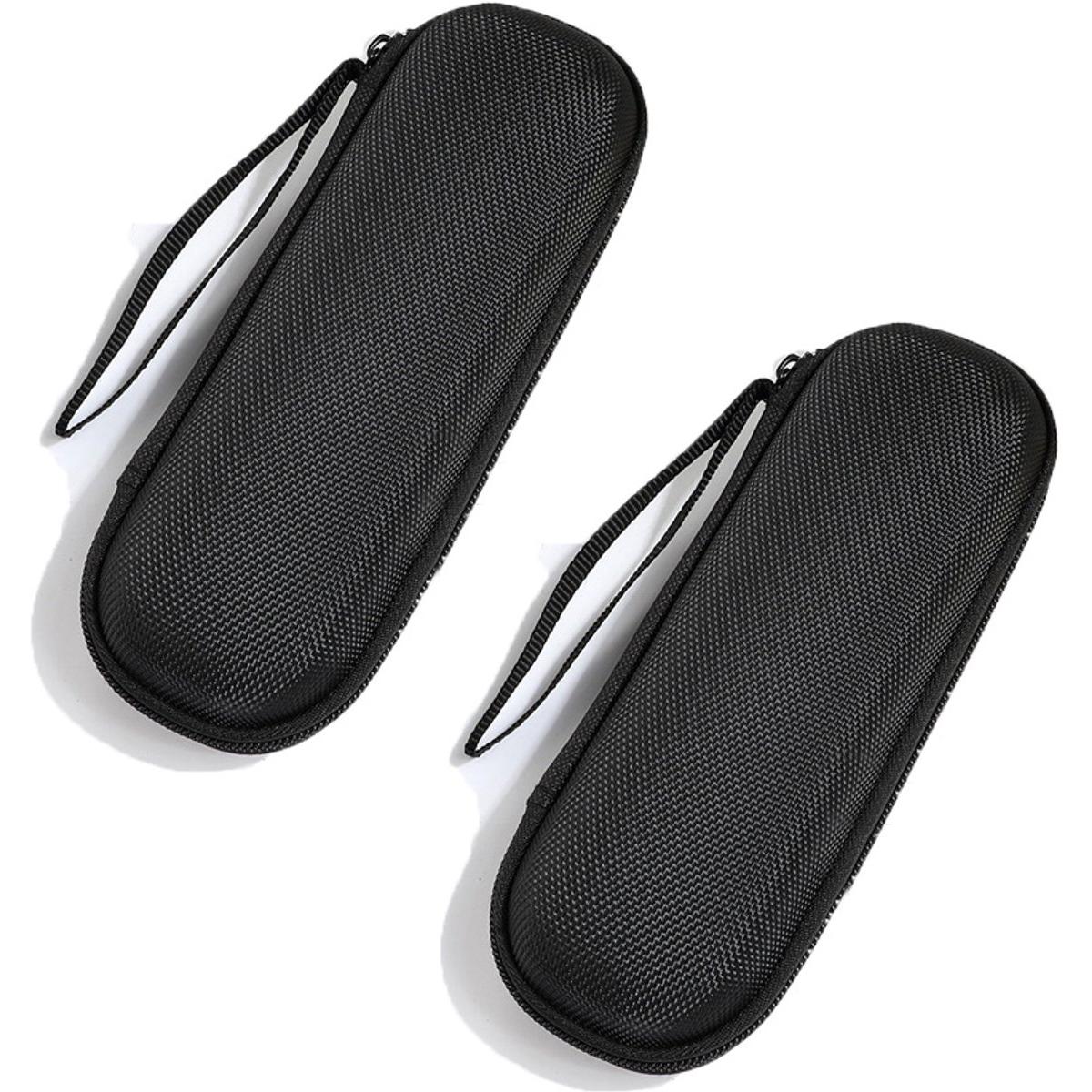 Organizador de auriculares y cables de 2 piezas - Organizador pequeño para auriculares - Perfecto para accesorios de viaje - Organizador para maleta - Estuche para reproductor - Funda protectora para recortadora de vello nasal - Interior plateado - Negro