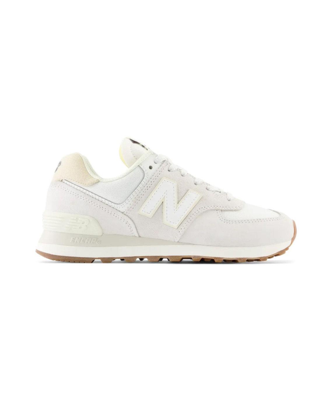 Zapatillas New Balance 574 blancas y gris muy claro de mujer