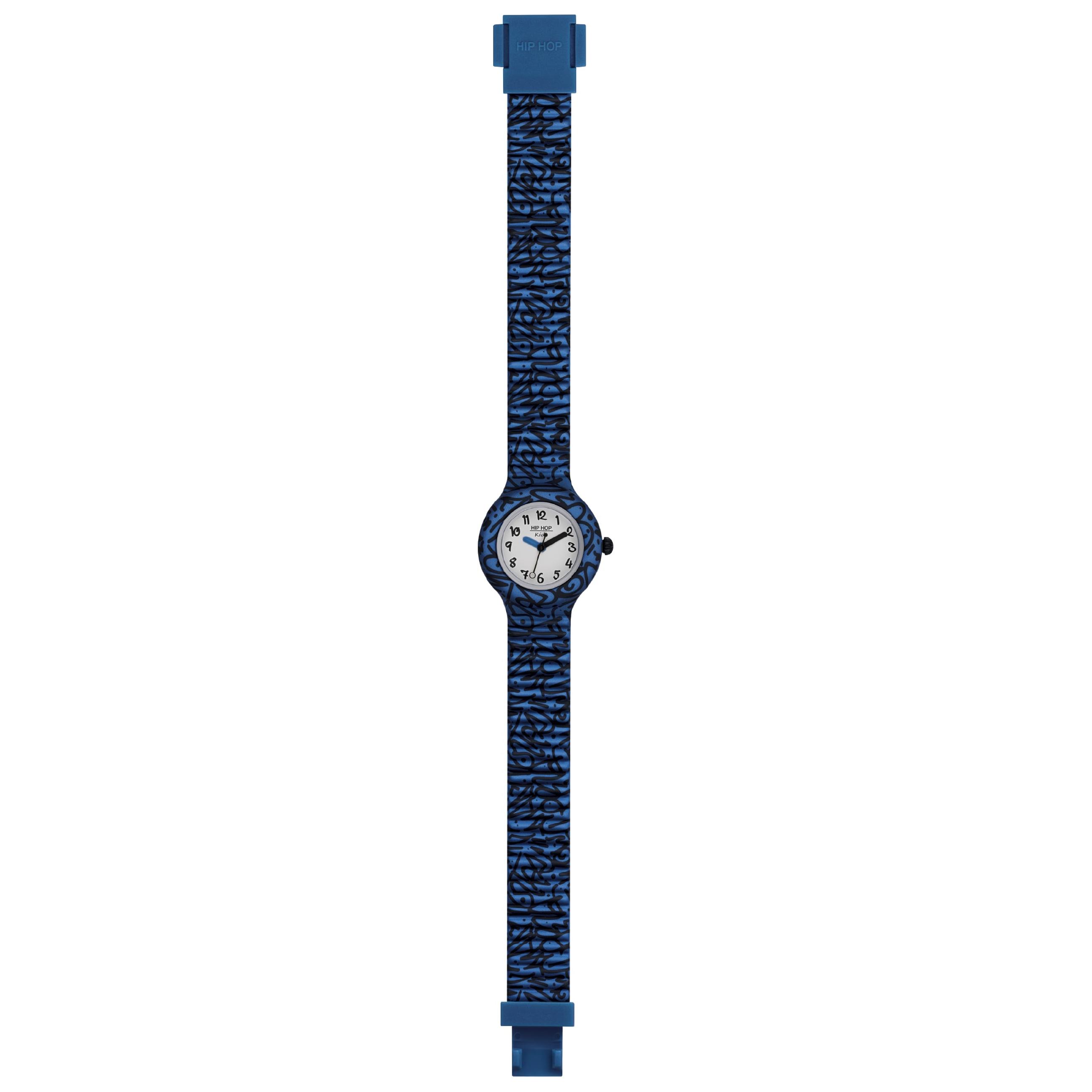 RELOJ HIP HOP MUJER KIDS FUN esfera MONO-BLANCO movimiento SOLO TEMPO - 3 CUARZOS LANCETTE y CORREA DE SILICONA AZUL HWU1111