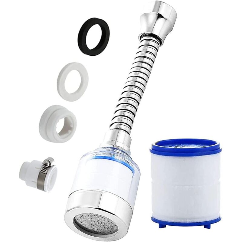 CA Grifo de cocina con decloración, purificación de agua a alta presión, aumento del ahorro de agua, ducha con espuma, grifo impermeable, rotación de 360°, fácil de instalar