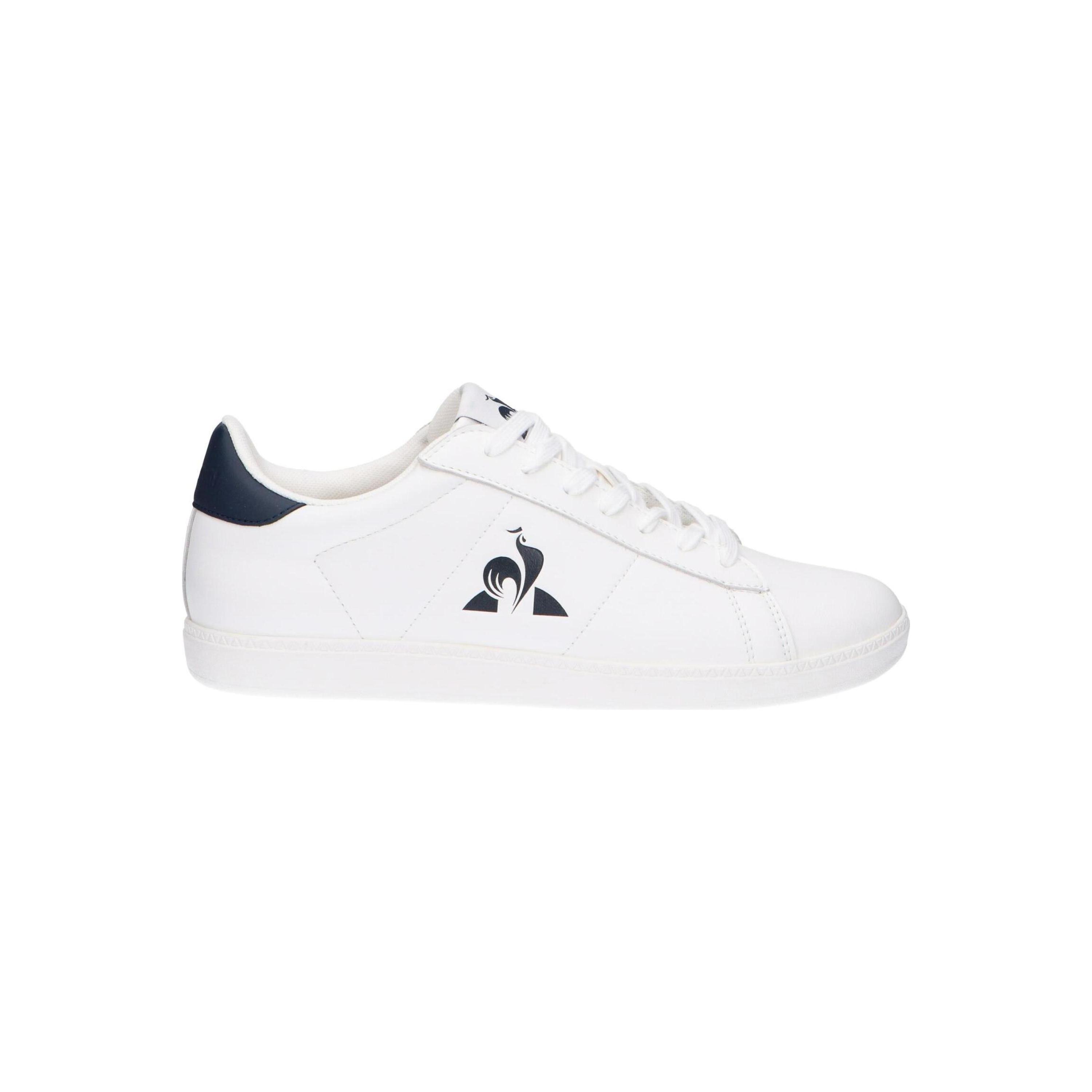 Men's casual sneakers by Le coq sportif in white, leather upper with textile lining, rubber sole, lace-up closure, perfect for everyday comfort and sports activities, ideal men's sneakers for versatile performance.