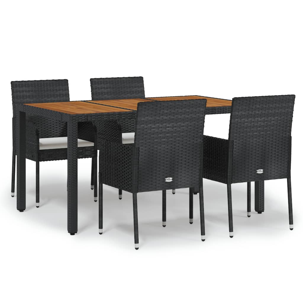 vidaXL Set de muebles jardín 5 pzas con cojines ratán sintético negro