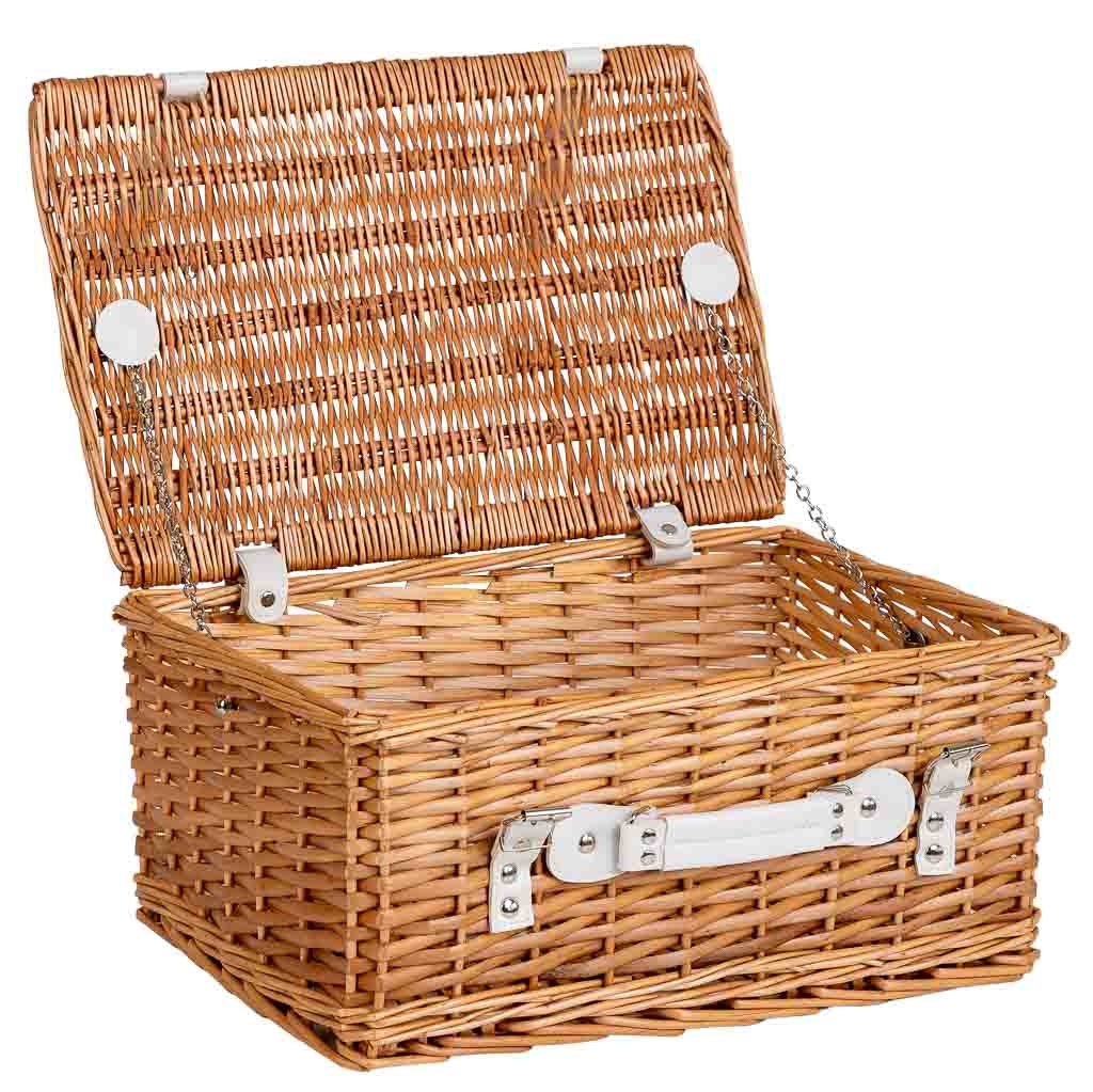 Cesta con tapa rectangular de mimbre y con asa marrón Medidas: 28x42x19cm