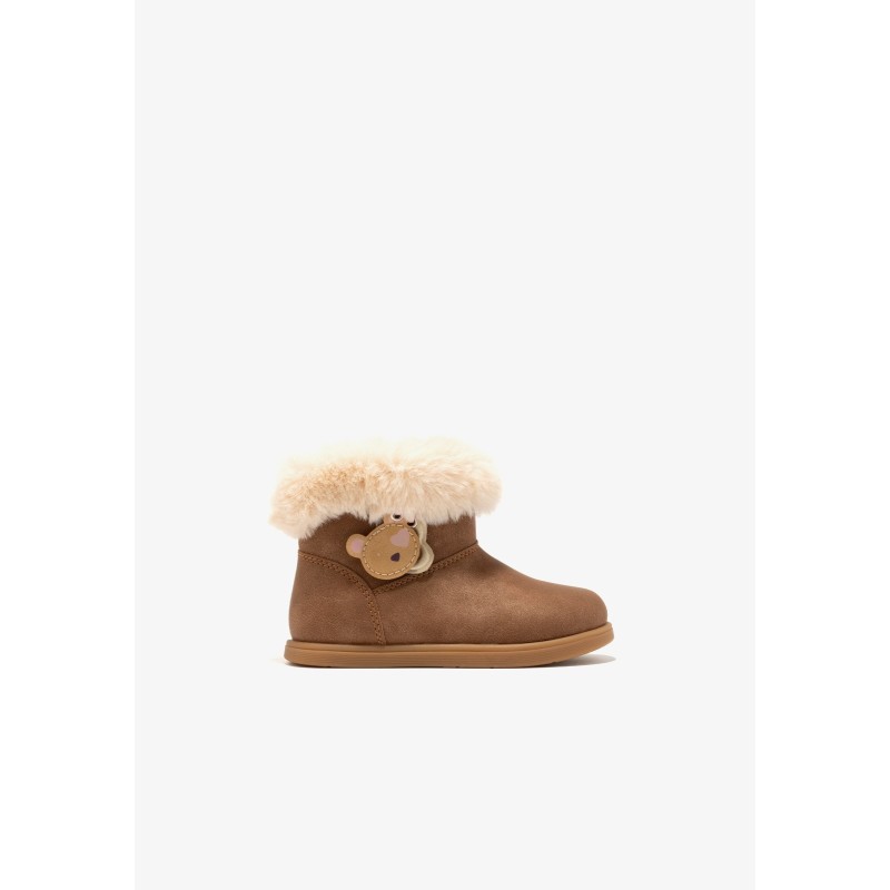 Zapatos primeros pasos bebé niña CONGUITOS OSSH156008 TAN BOTITA CUELLO BORREGUILLO TAN 39989 26I