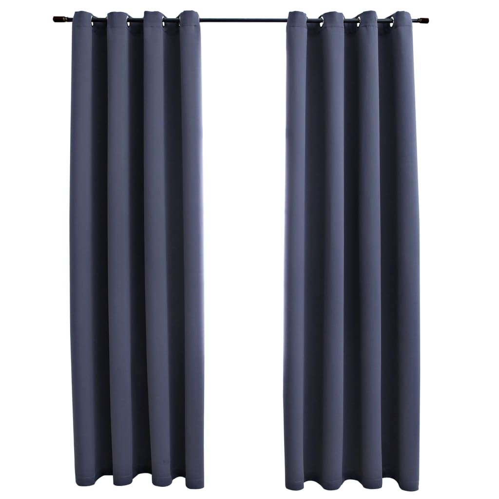 vidaXL 2x Cortinas Opacas con Anillas Metal 140x175cm Decoración Hogar Color Beige,  Negro,  Gris y mas