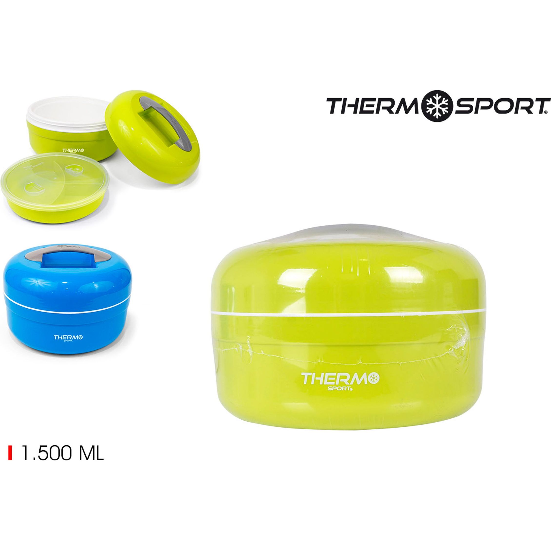 THERMOSPORT - Termo Alimentos Plástico 1500ml (Colores Surtidos) - Conservación Térmica y Hermético - Práctico y Portátil