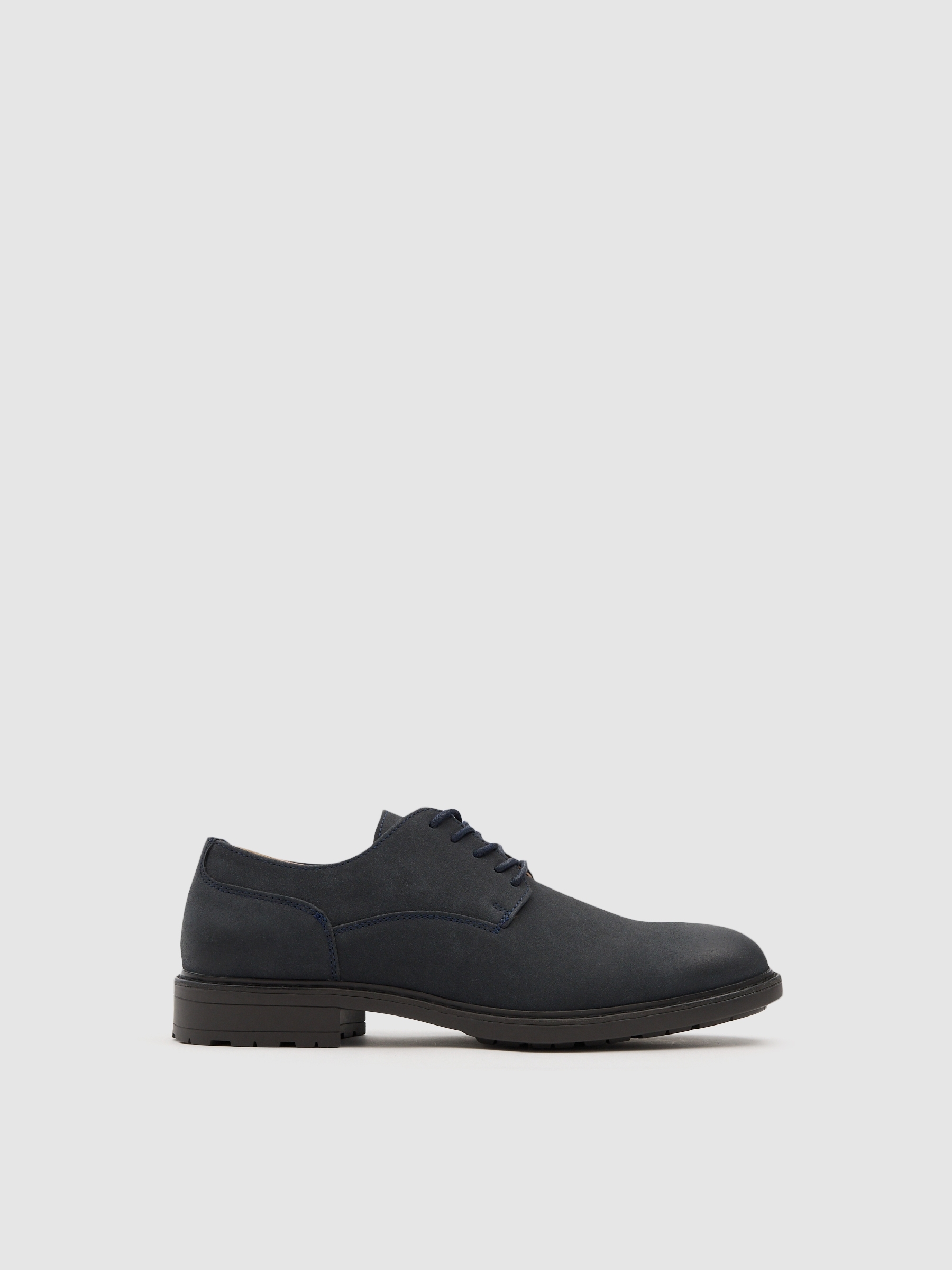 Zapato clásico marino de cordones, tejido efecto piel, puntera redondeada y suela de goma acabado liso INSIDE