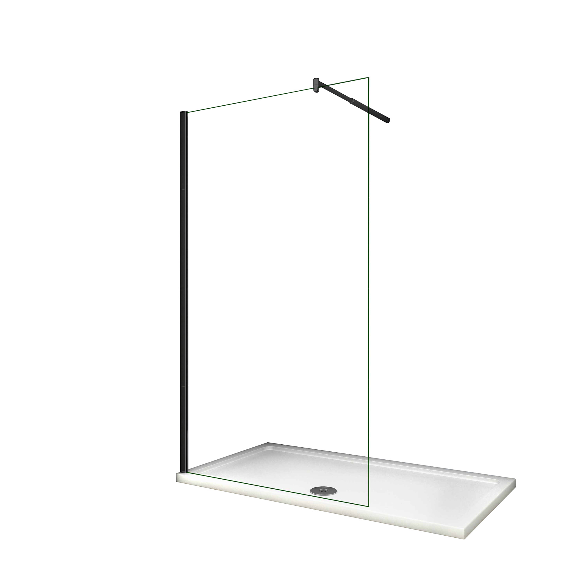 AICA SANITARIOS - Mampara de ducha fija, Vidrio Antical 8mm, Barra 70-120cm, Perfil Negro Mate, Alto 200cm