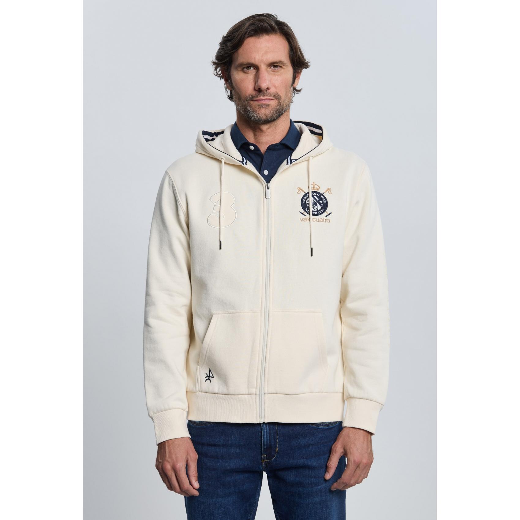 Sudadera cremallera Valecuatro escudo blanco roto