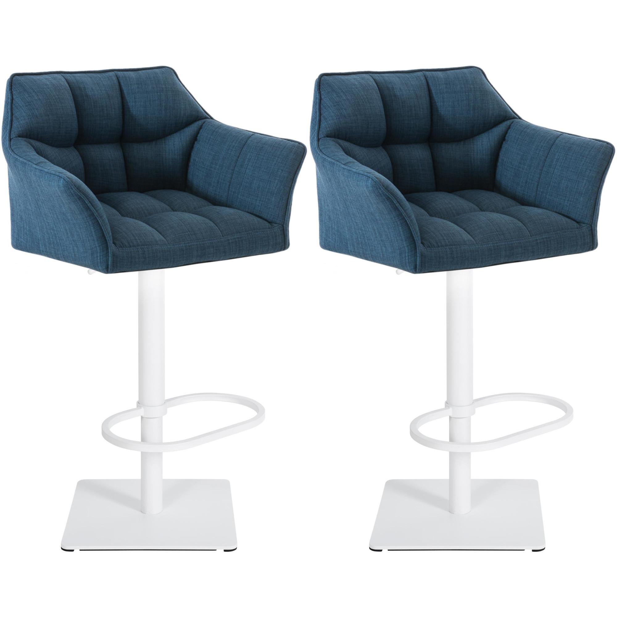 2er Set Barhocker Damaso Stoff wei