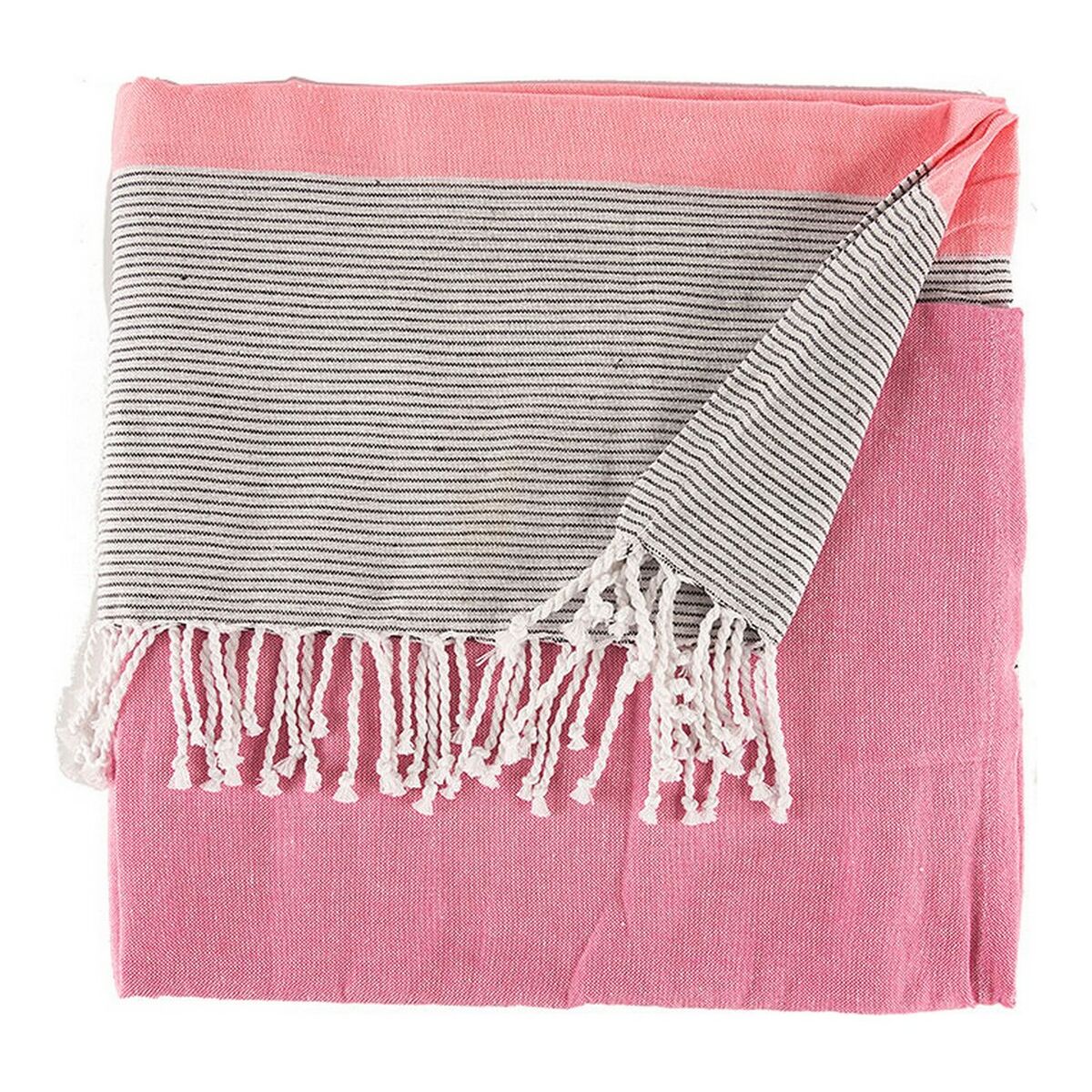 Gift Decor - Foulard multiusos de algodón 100 % para mujer, diseño de rayas rosa, versátil como pañuelo, chal o mantel, 160 x 200 cm