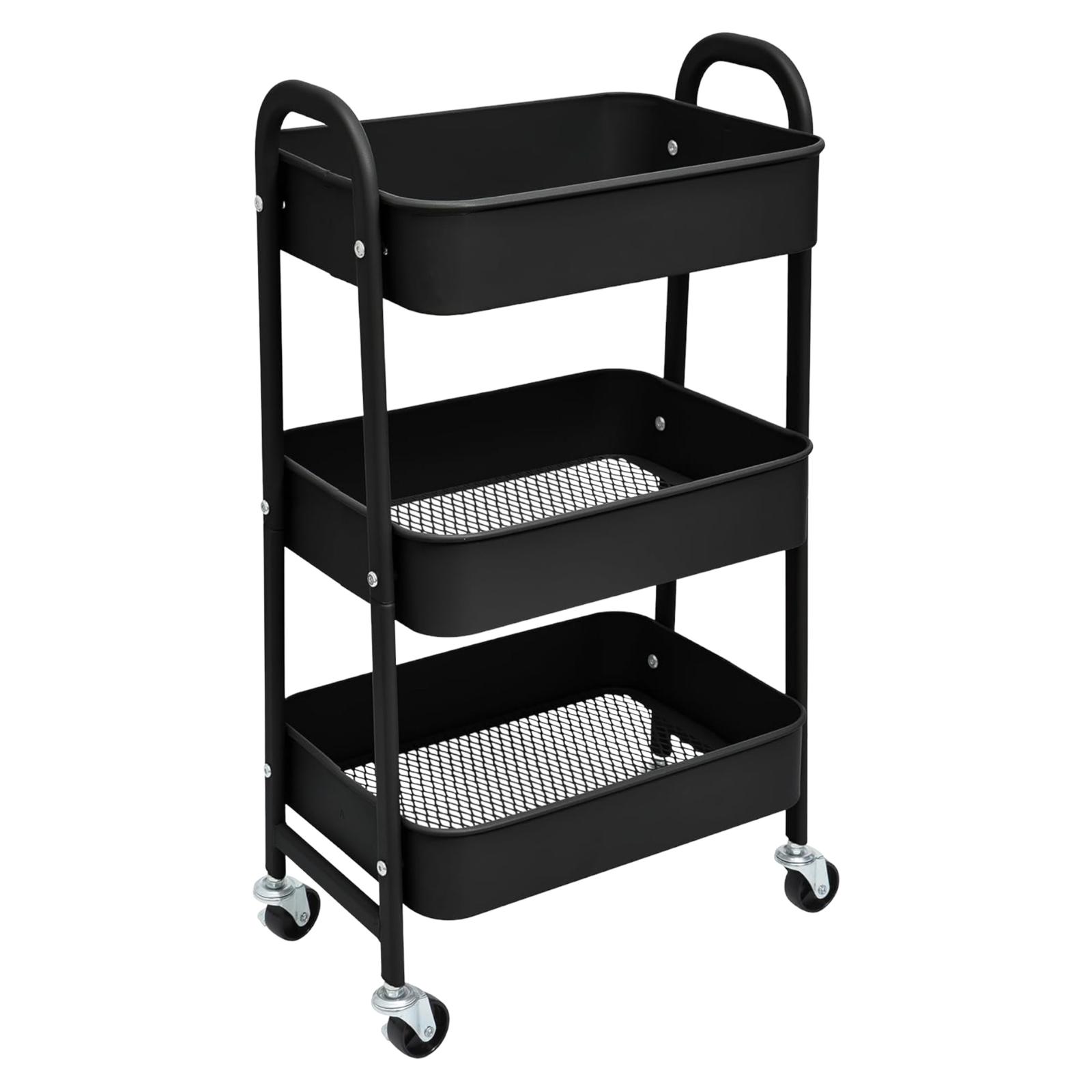 Carro de Almacenamiento Carrito Auxiliar con Ruedas Carro Cocina Carro Servicio Carrito Metalico con Ruedas 3 Niveles Carro Rodante Carro Organizador para Dormitorio Baño Oficina,Carrito de cocina o multiuso de tres niveles con rueda (FRUTA-002 1690 2090)