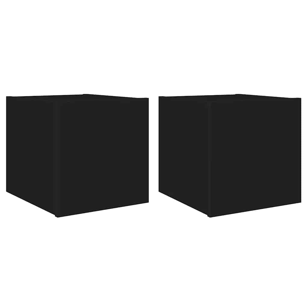 vidaXL Muebles de TV de pared con luces LED 2 uds negro 30,5x35x30 cm