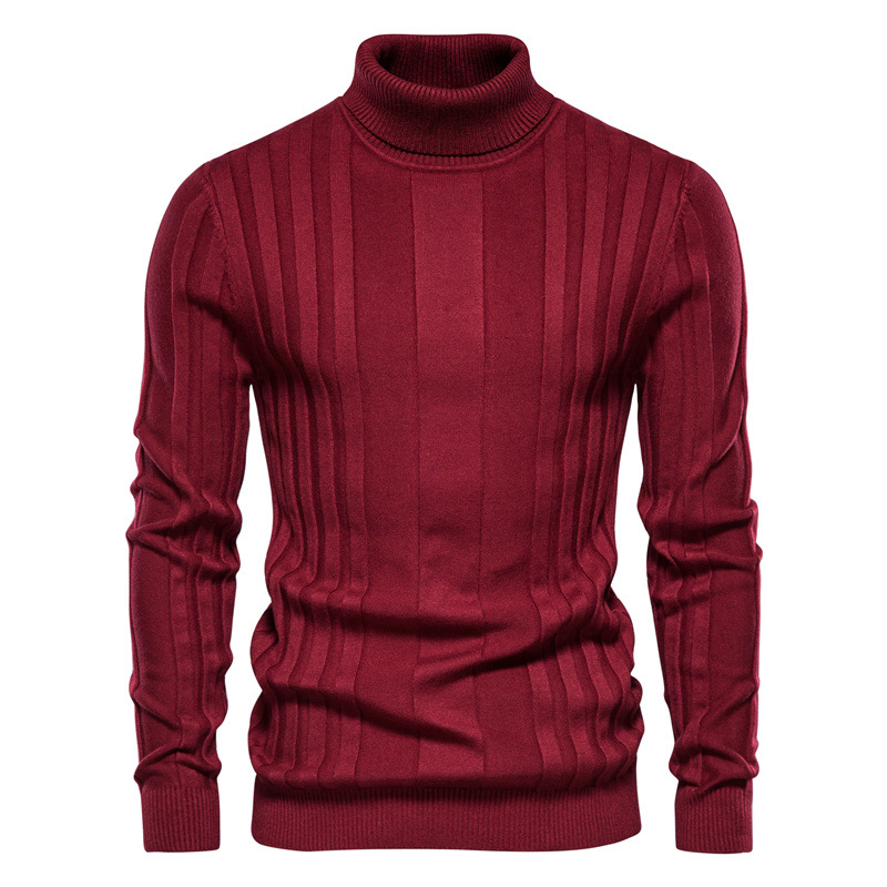 TK Suéter de punto informal de cuello alto para hombre, ideal para otoño/invierno. Prenda interior cálida, de color liso.