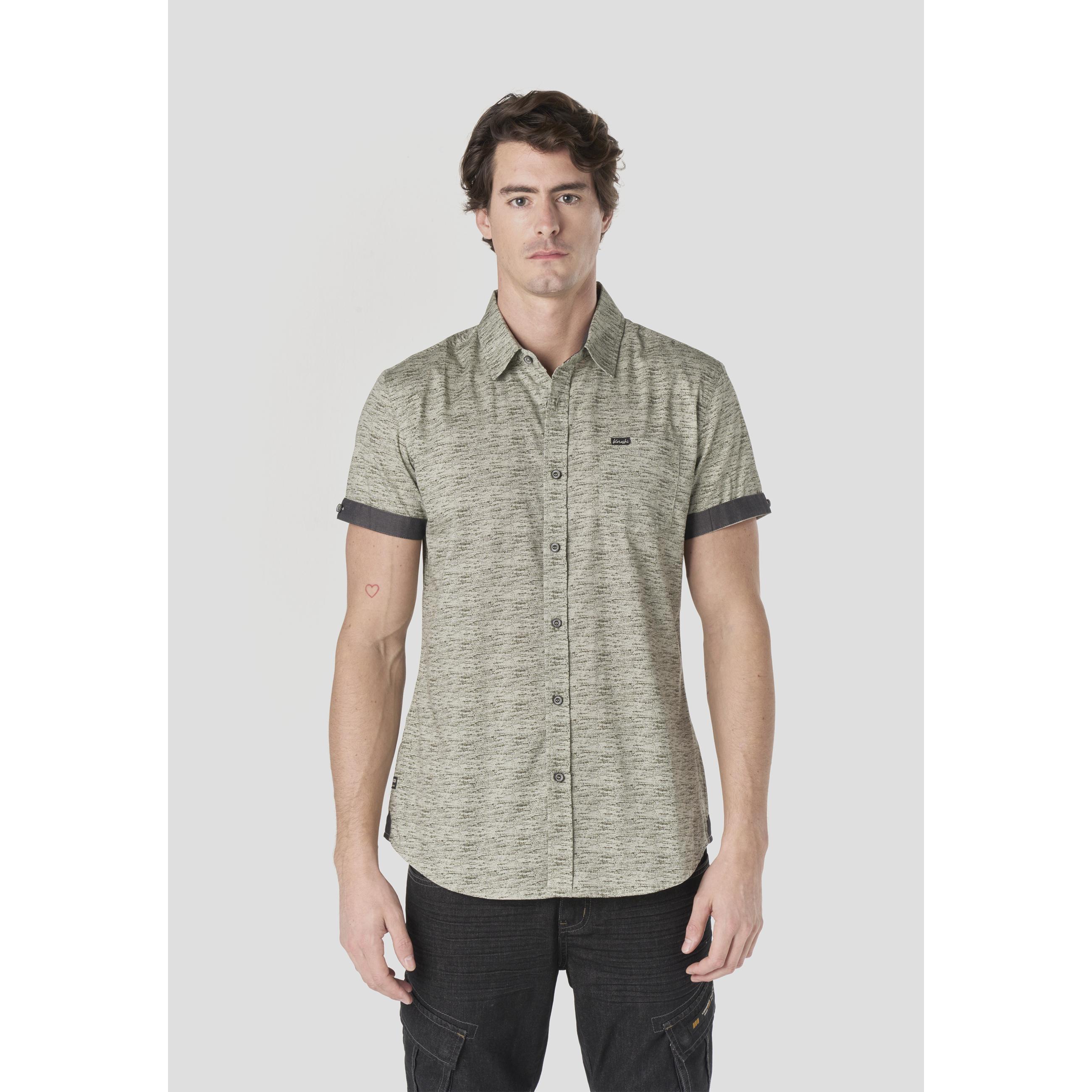 Koroshi - Camiseta hombre manga corta de popelín 100% algodón con bolsillo de pecho, transpirable y versátil para primavera y verano