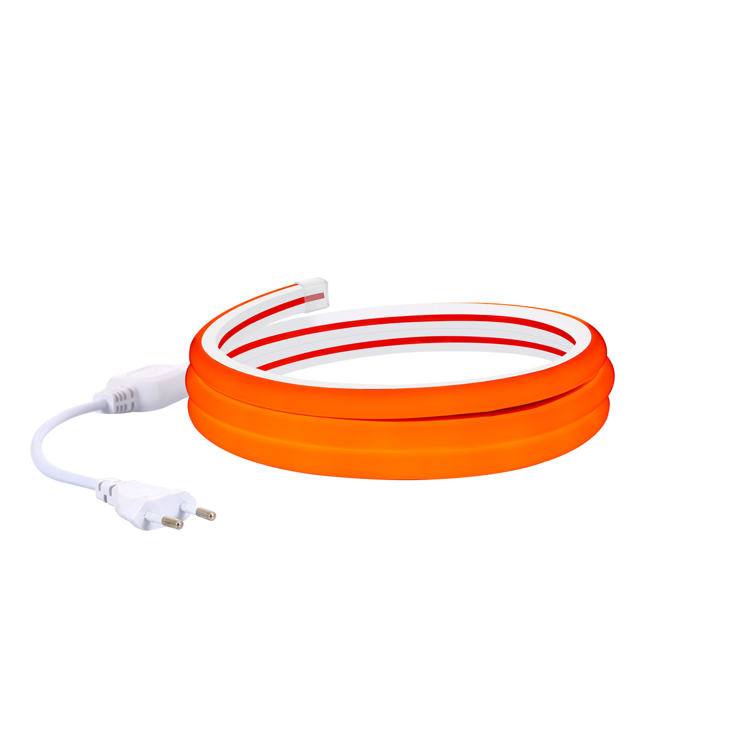 Ledkia Tira Neón LED 7.5 W/m Regulable 220V AC 120 LED/m Semicircular 180º Naranja IP67 a Medida Corte cada 100 cm