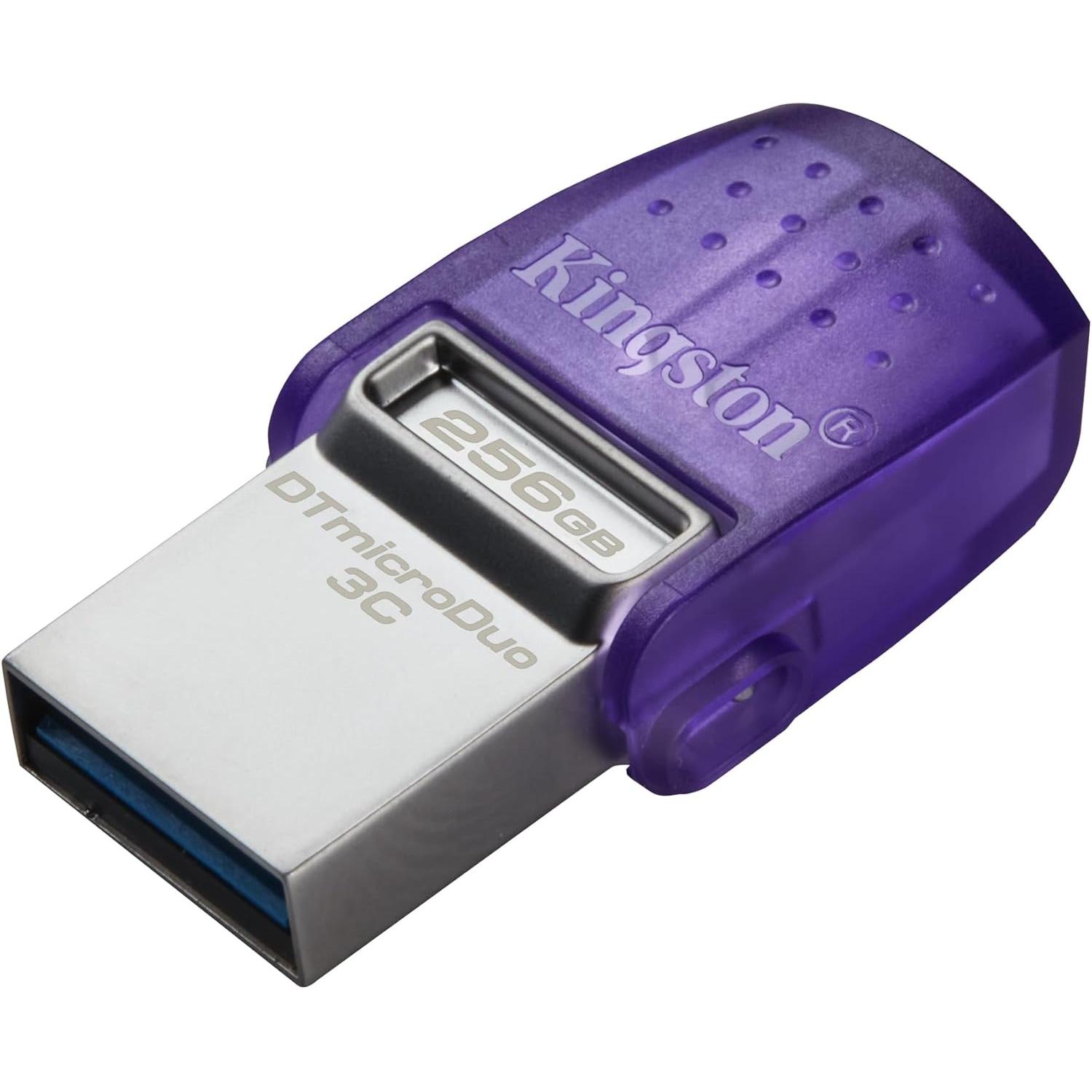 Kingston DataTraveler microDuo 3C Unidad Mini Pincho Pendrive Flash Memoria USB 64GB / 128GB / 256GB USBGen 3, USB 3.2 USB-C OTG, Type-C y Type-A, Morado