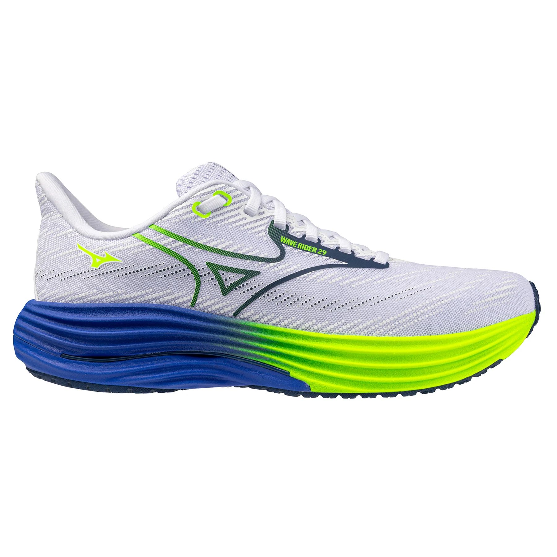 Mizuno - Zapatillas running Wave Rider 29 para hombre con amortiguación ENERZY NXT y tecnología WAVE, suela de 38,5 mm, drop 10 mm, ideal para running diario