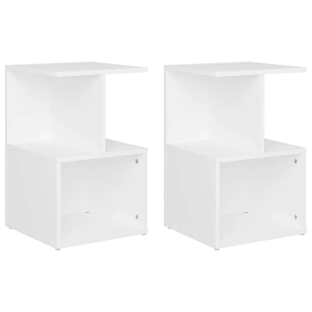 vidaXL Mesitas de noche 2 uds madera contrachapada blanco 35x35x55 cm