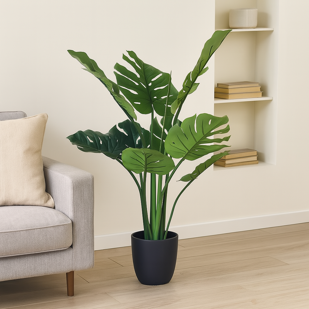 Poenia Arte Floral - Planta Monstera Artificial 85cm - Ref 631447 - Realista - Planta Tropical de Interior - Hoja Falsa de Aspecto Natural - Ideal para Hogar y Oficina - Sin Mantenimiento