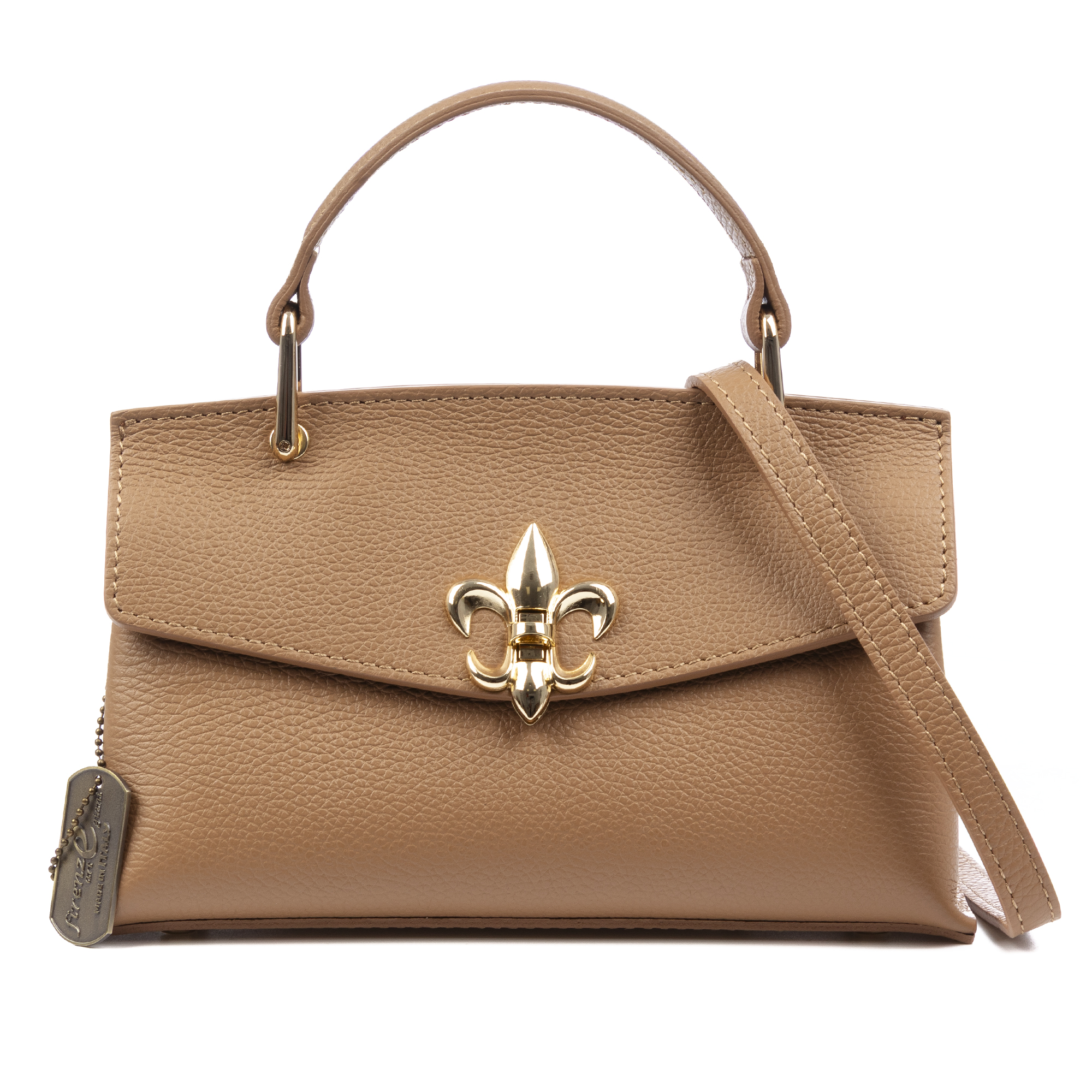 FIRENZE ARTEGIANI Balestrino bolso tote mujer, de piel auténtica Dollaro. Fabricado en Italia 26x9x15,5 Cm.