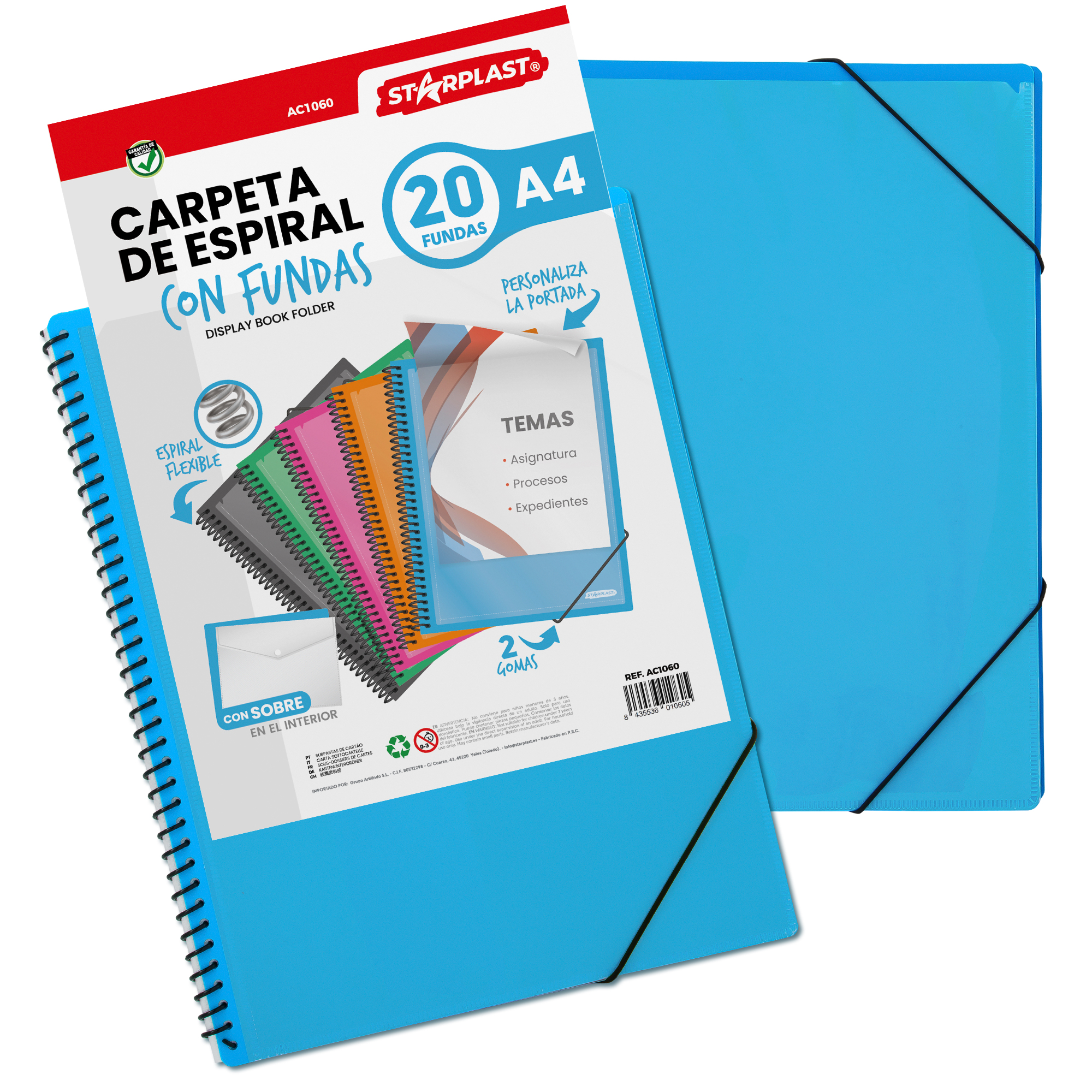 Starplast Carpeta A4 20, 30 Y 40 Fundas con espiral flexible con portada intercambiable