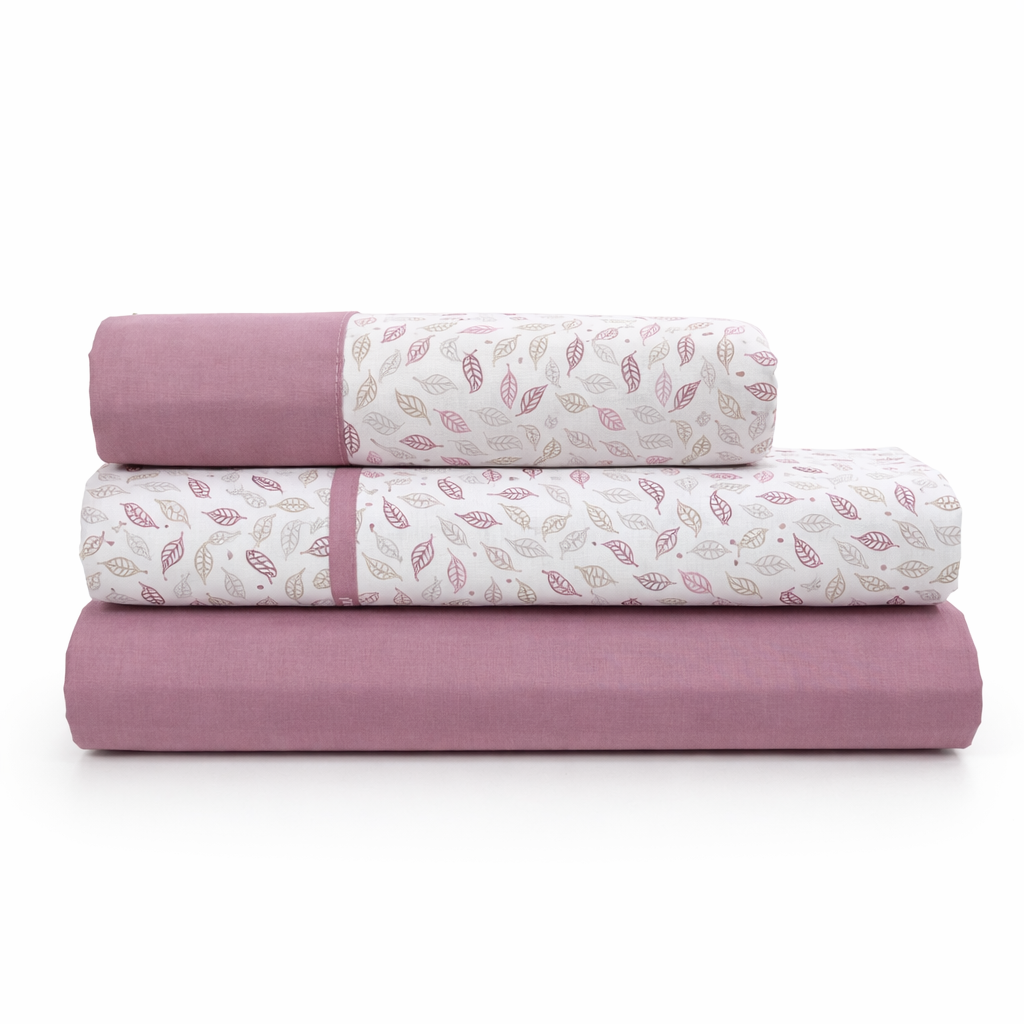 Juego de Sábanas Modelo Cayetana, 100% Algodón Natural, Disponible En Dos Colores: Azul y Malva, Para Camas 90, 105, 135 y 150 cm, Paduana.