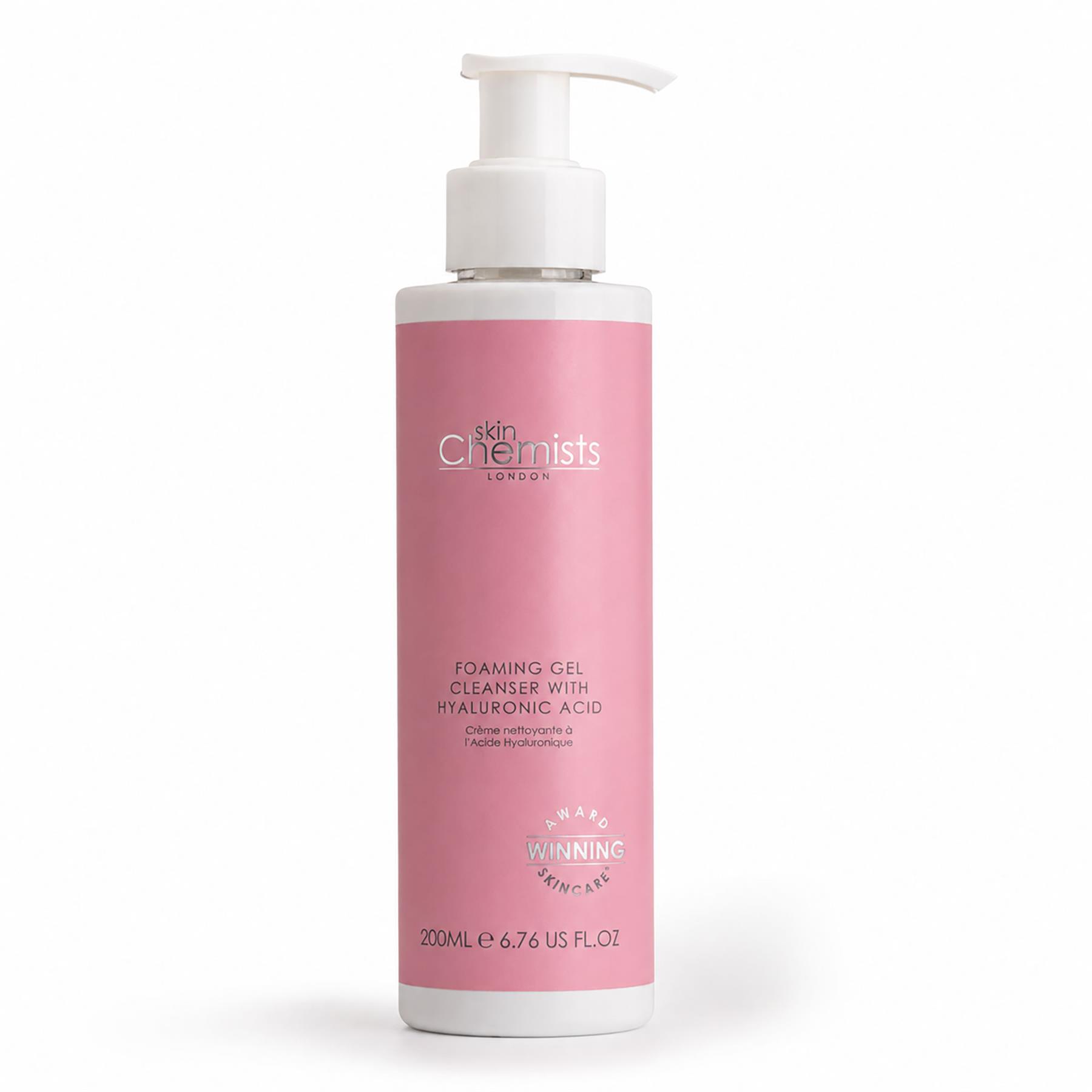 skinChemists - Limpiador en Gel Espumoso Advanced con Ácido Hialurónico 200 ml, con Colágeno y Niacinamida, Hidratación Intensa para Piel Seca y Deshidratada