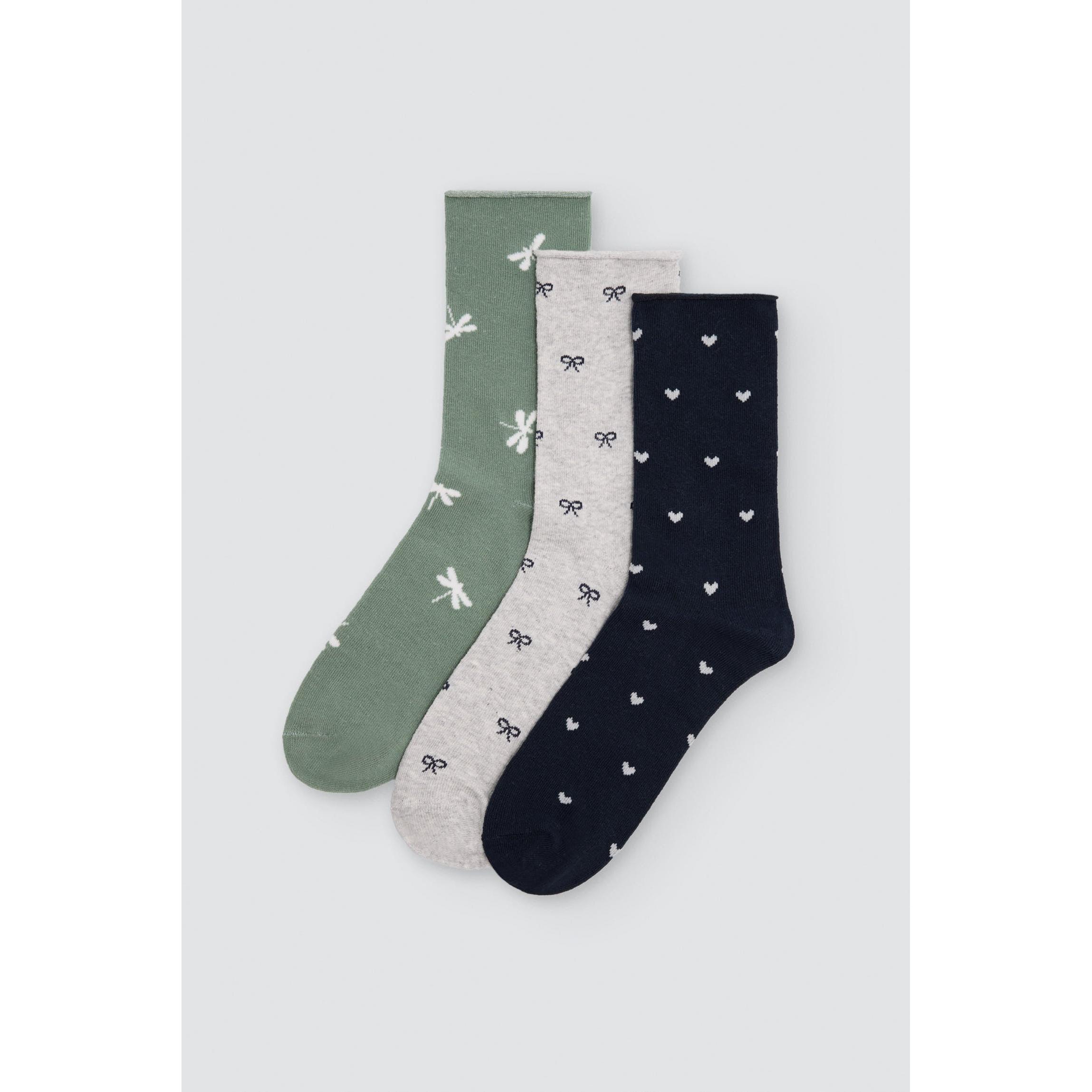 Ysabel Mora - Pack de 3 calcetines mujer estampados sin puño fantasía