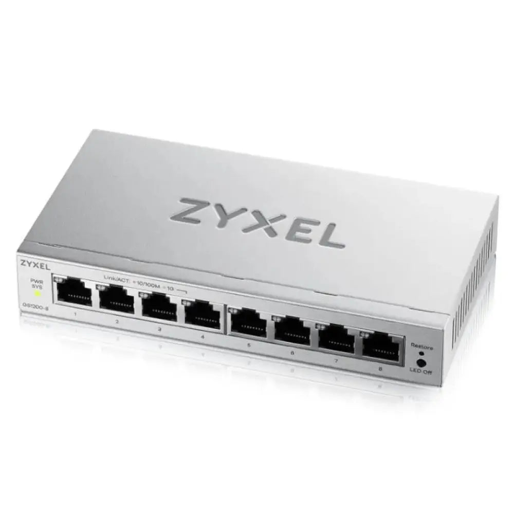 Zyxel - Switch de red GS1200-8V3 8 puertos Gigabit Web Managed sin ventilador para oficina y entornos exigentes
