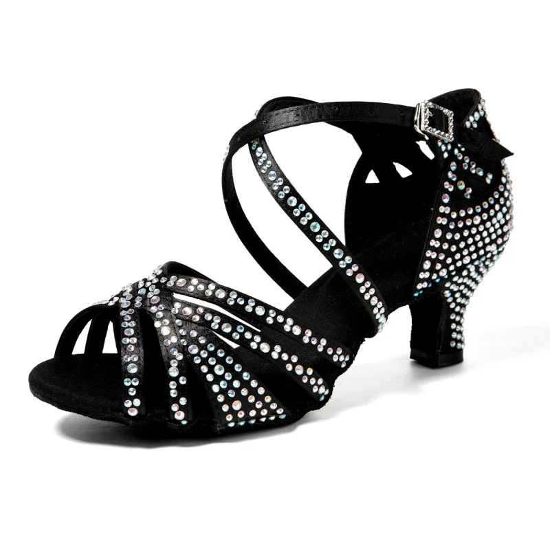 TK Zapatos De Baile Latín Con Diamantes: Suela Suave Y Suela De Cuero Para Baile En Salón Zapatos De Baile Para Niñas De Talla Verdadera