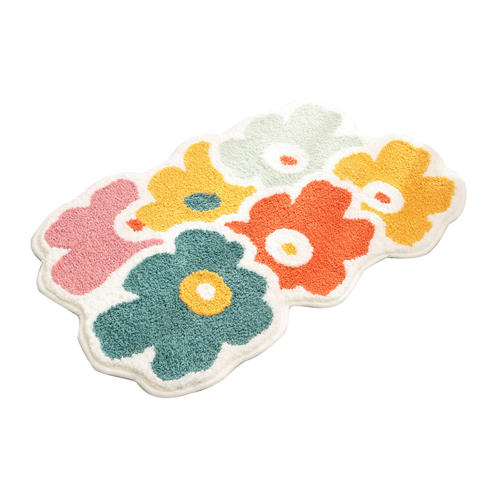 Simple bedroom door mat non-slip bathroom absorbent floor mat bathroom floor mat flower shape toilet carpet 40*60cm