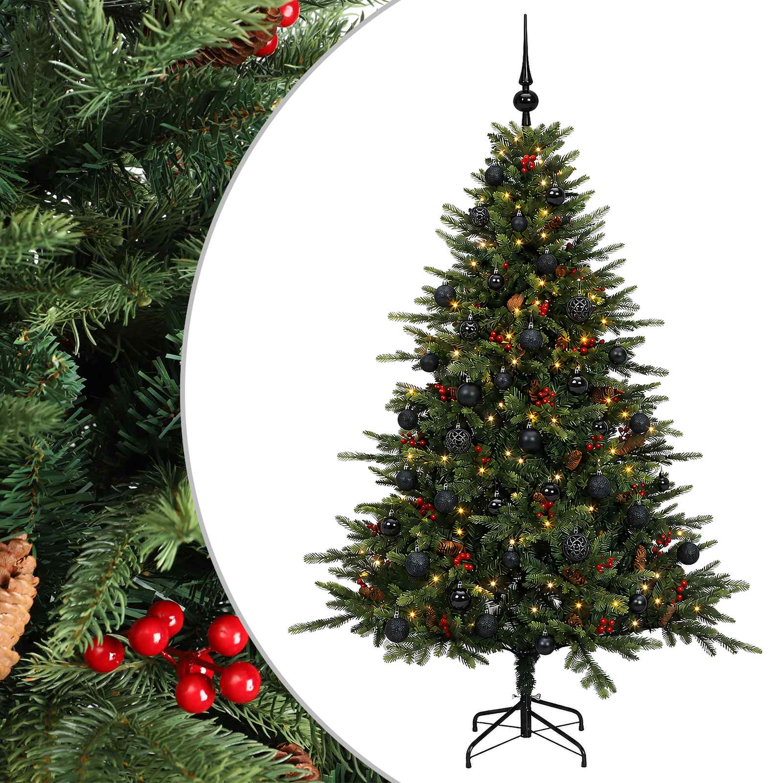 vidaXL Árbol de Navidad artificial con bolas 120 cm 150 LED Multicolor