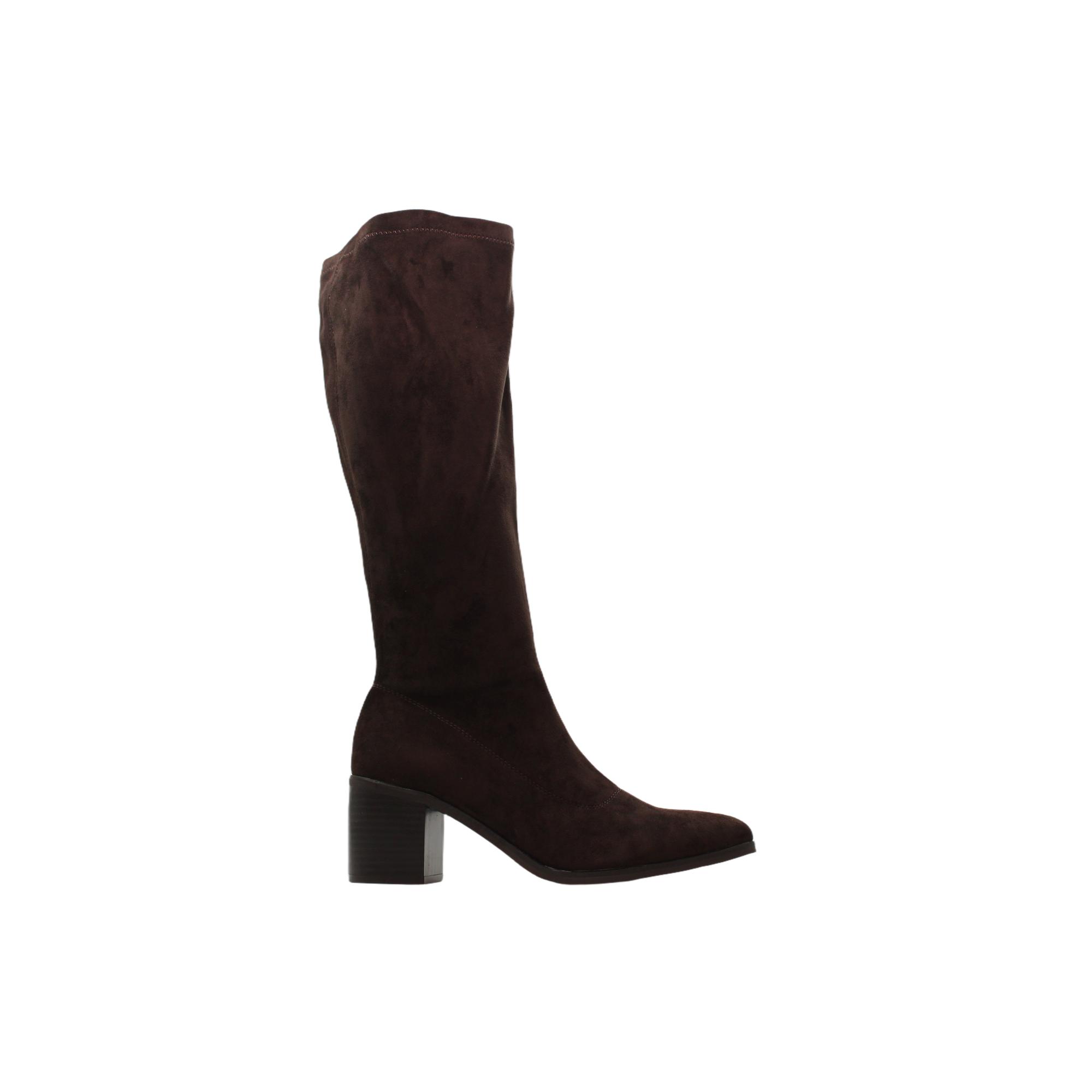 ETIKA 30056 Botas altas de antelina, cremallera, tacón bloque medio, suela goma, para señora