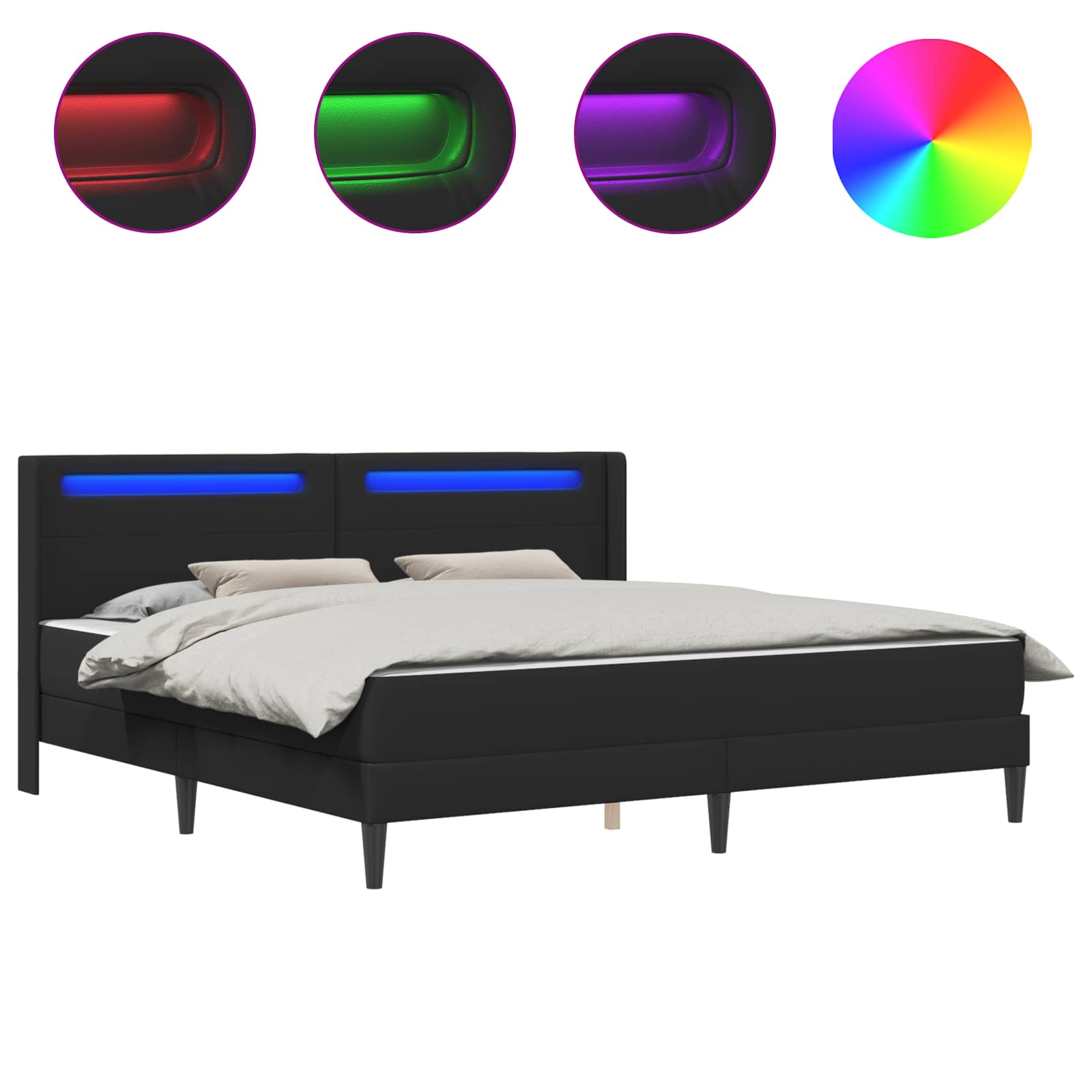 vidaXL Estructura de cama Negro Cuero sintético Multitalla