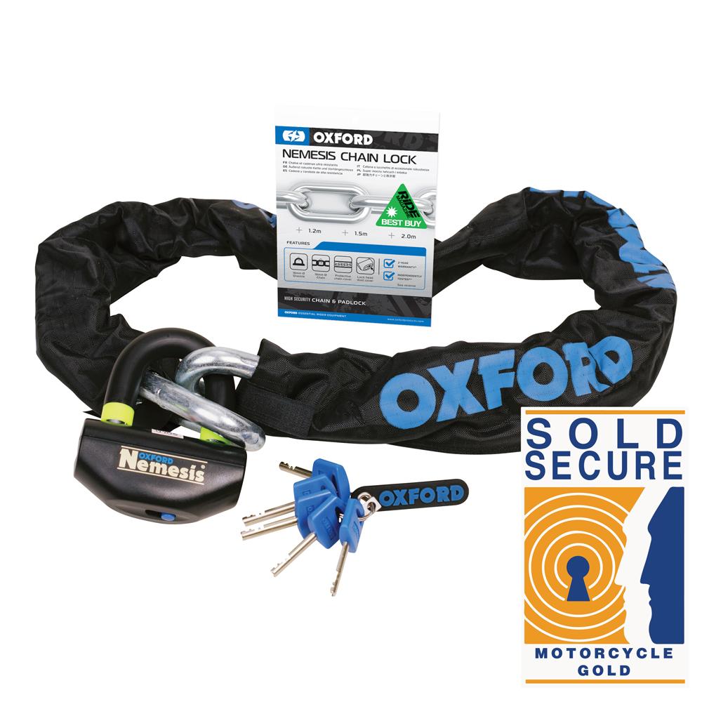 Candado + Cadena Oxford Nemesis 16mm 1.2m Negro/azul