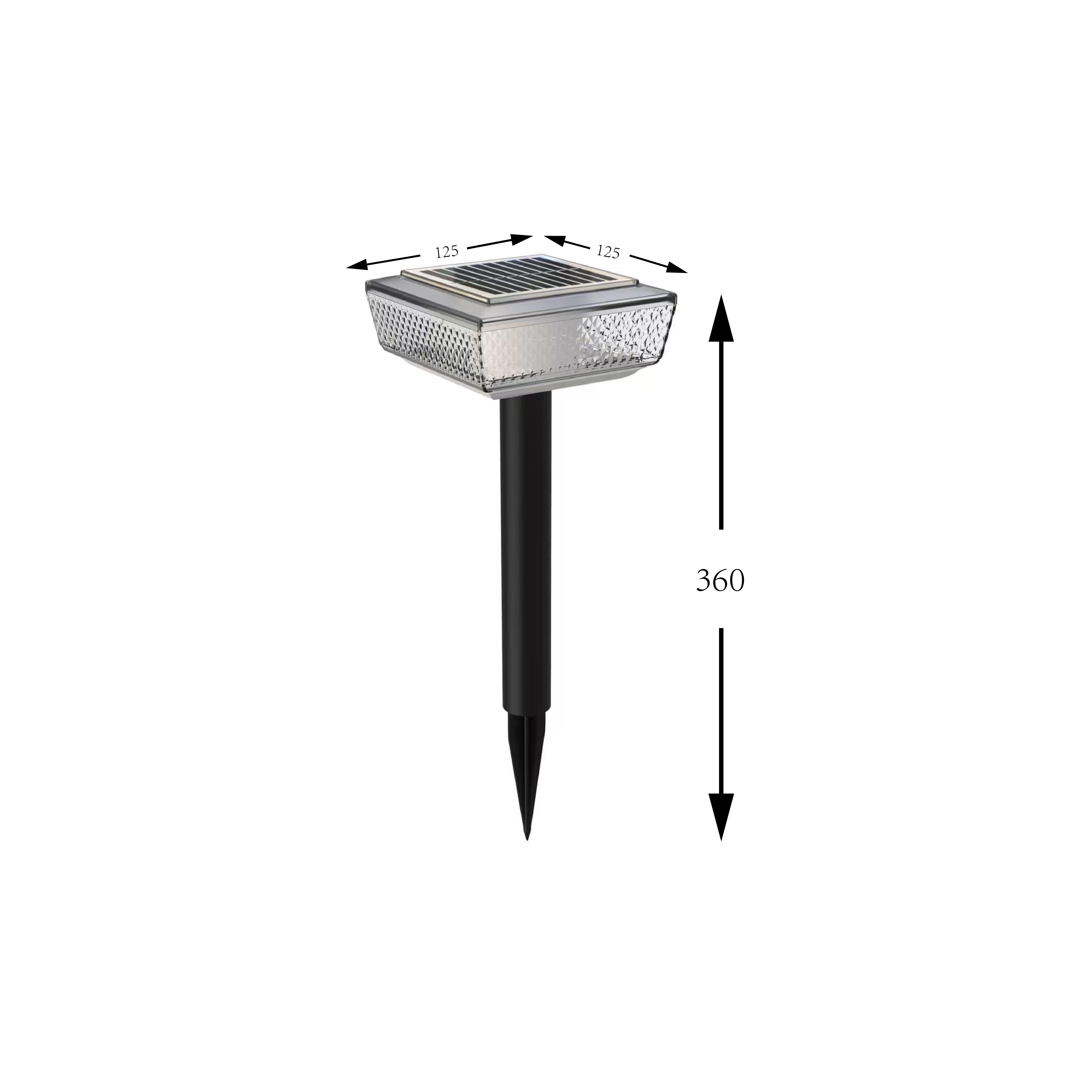 Lalumia Lámpara solar cuadrada plana para jardín/pared, 3000K, 4 diseños (diamante/rayas), 10W, ABS, control luz+interruptor