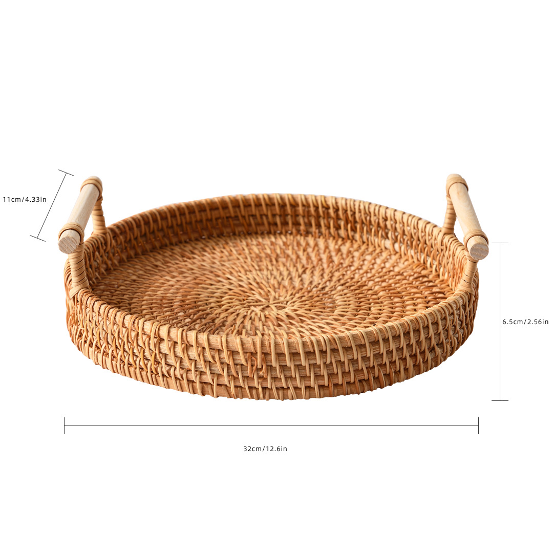 TK Cesta De Almacenamiento De Rotura Con Correa De Rattan Para Panadería Aperitivos Frutas Té De Tarde Picnic Cocina Uso Doméstico Hecha a Mano