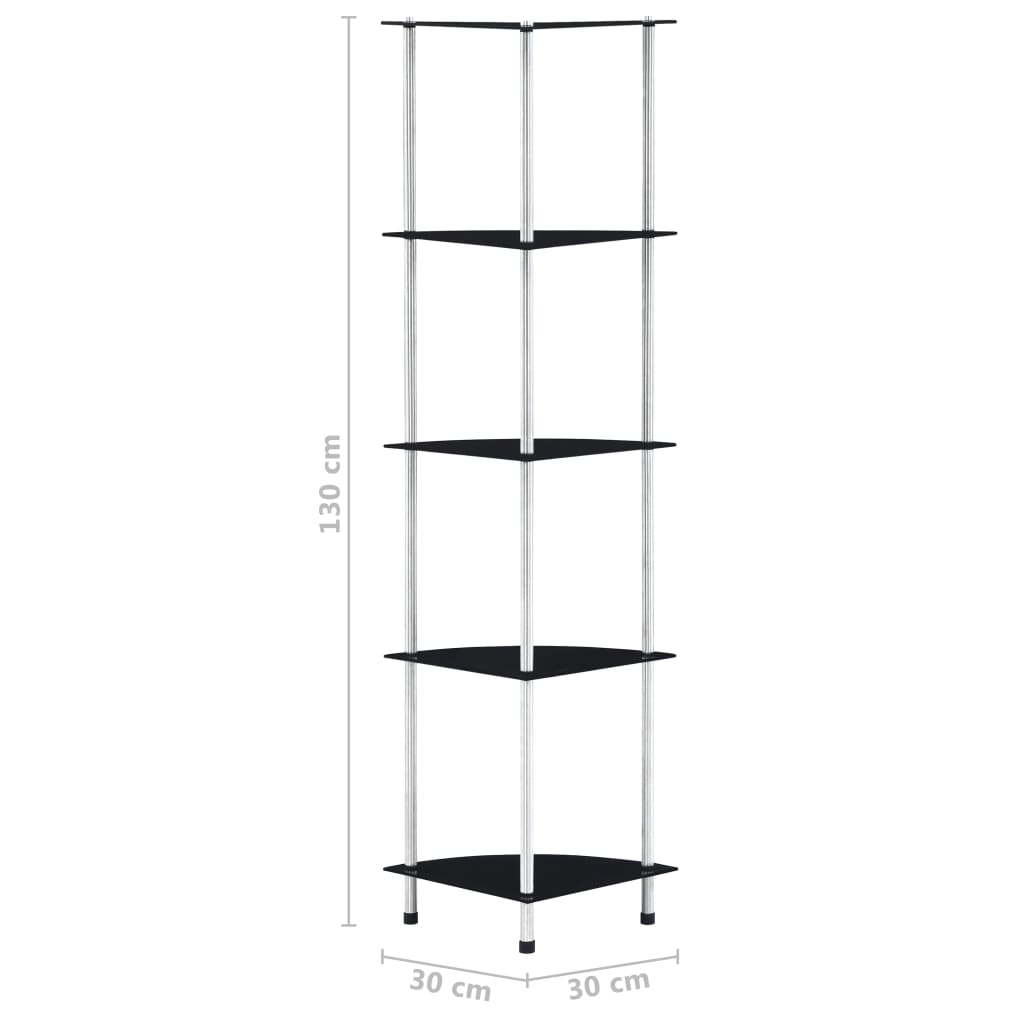 vidaXL Estantería 5 niveles cristal templado negro 30x30x130 cm