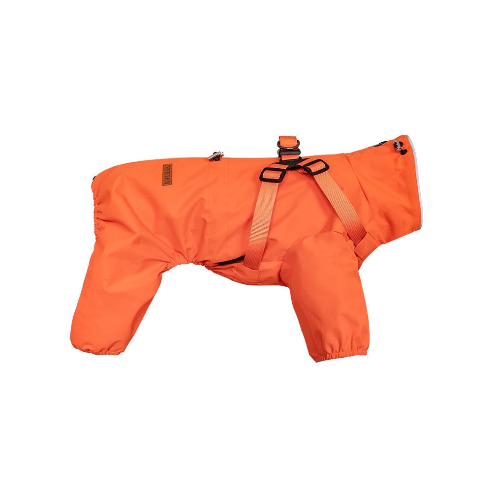 Impermeable ligero de verano para perros, de cuatro patas, con arnés ajustable, apto para exteriores y lluvia.