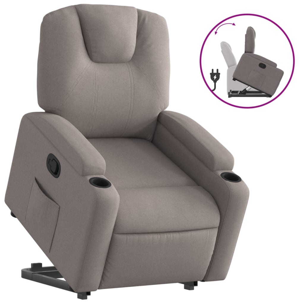 vidaXL Sillón reclinable elevable tela gris taupe